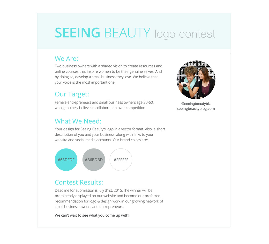 Seeing Beauty branding brief for women in business