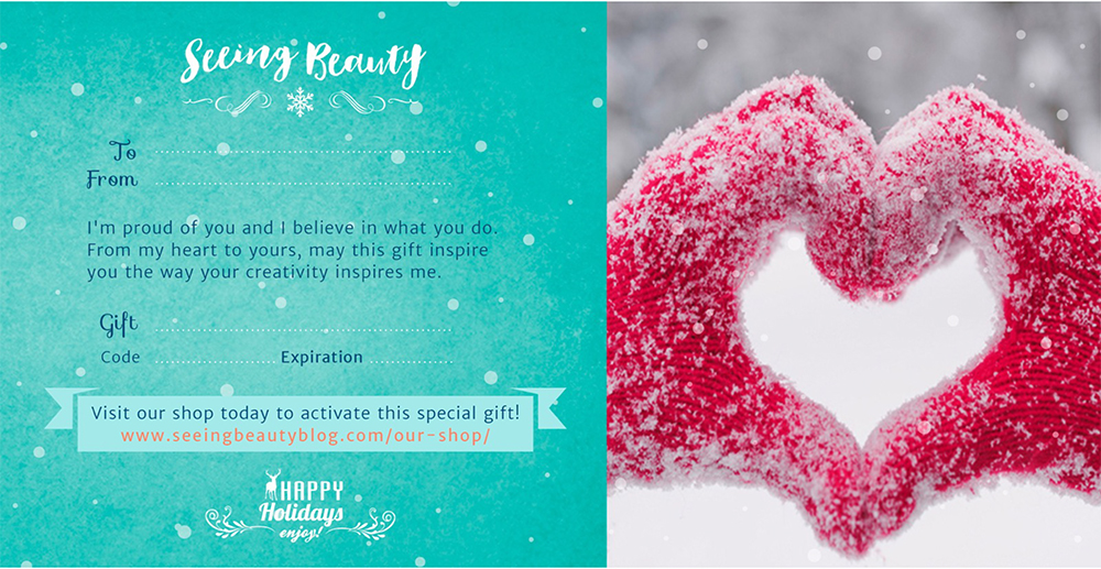 gift certificate for seeing beauty online course and ebook library