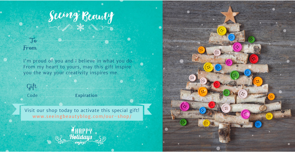 gift certificate for $50 worth of seeing beauty online courses or books